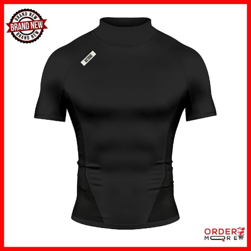 Men's Compression T-Shirt Mock Neck Athletic Performance Workout